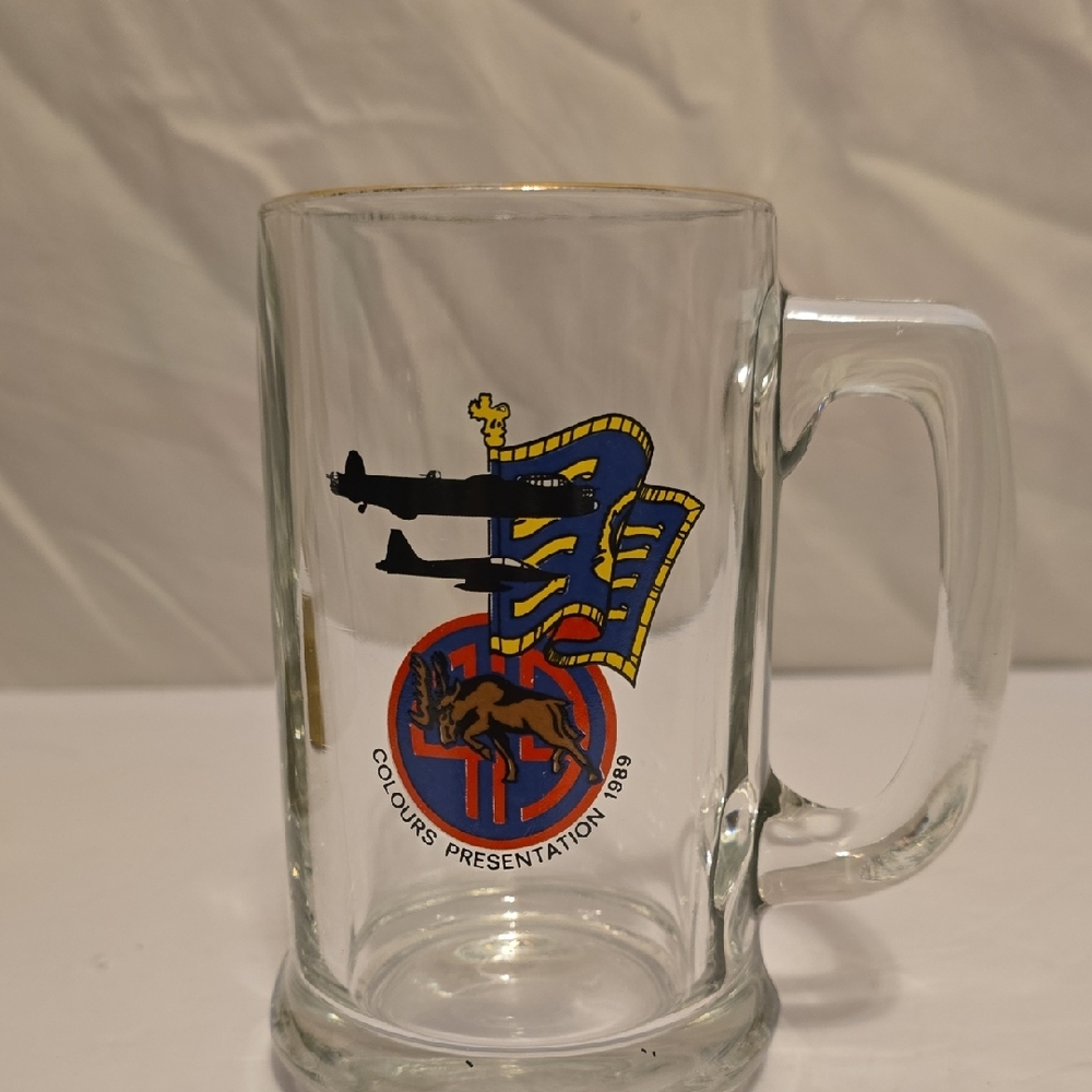 Glass Mug with Colorful Emblem